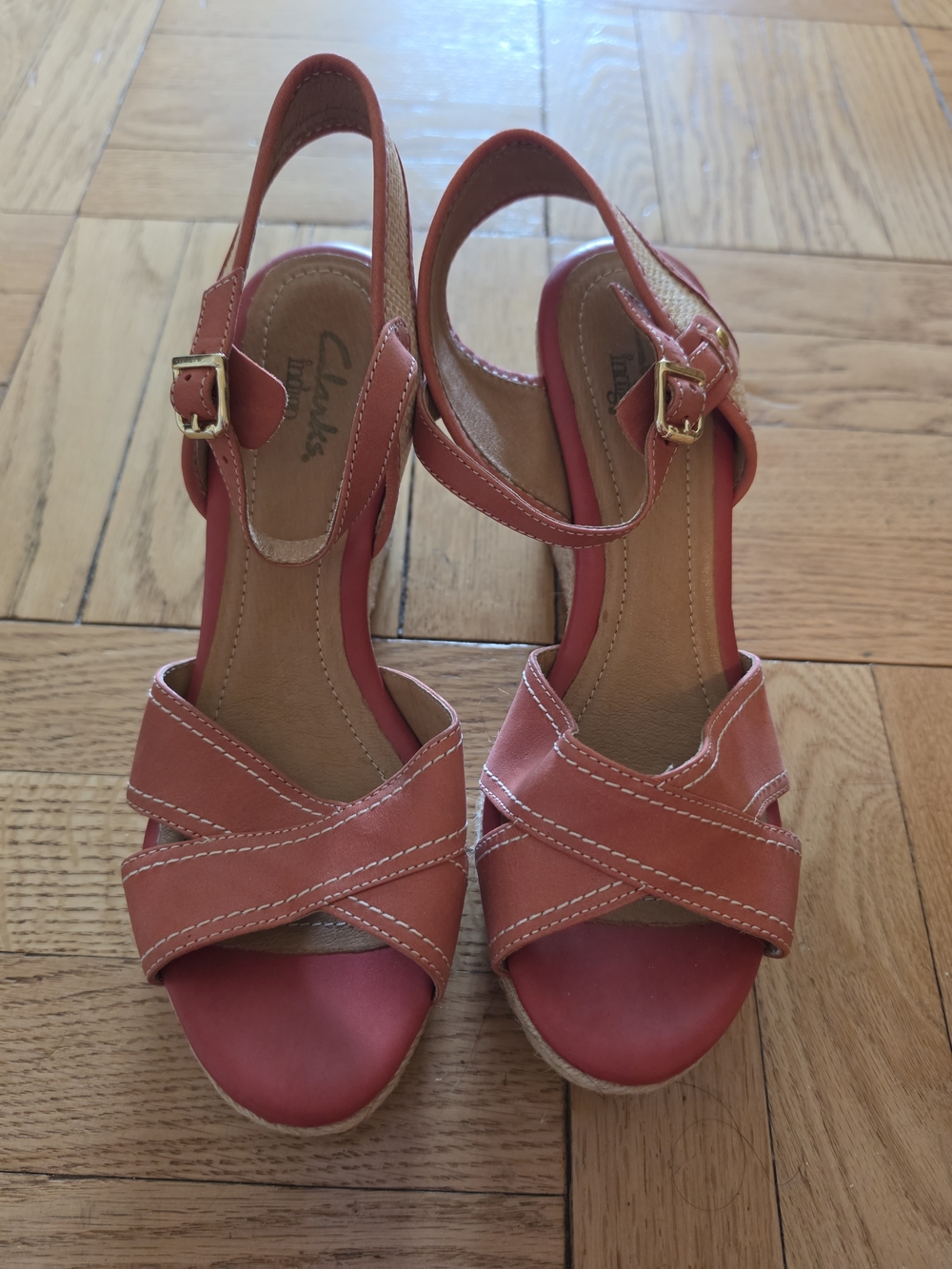 Clarks Women's Red Slingback Wedge Sandals - Size 8